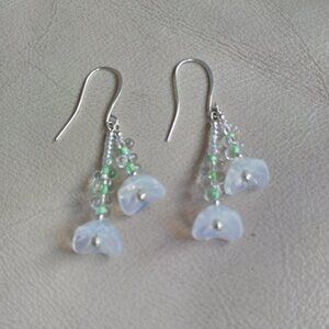 Floral Glass Bead Drop Earrings
